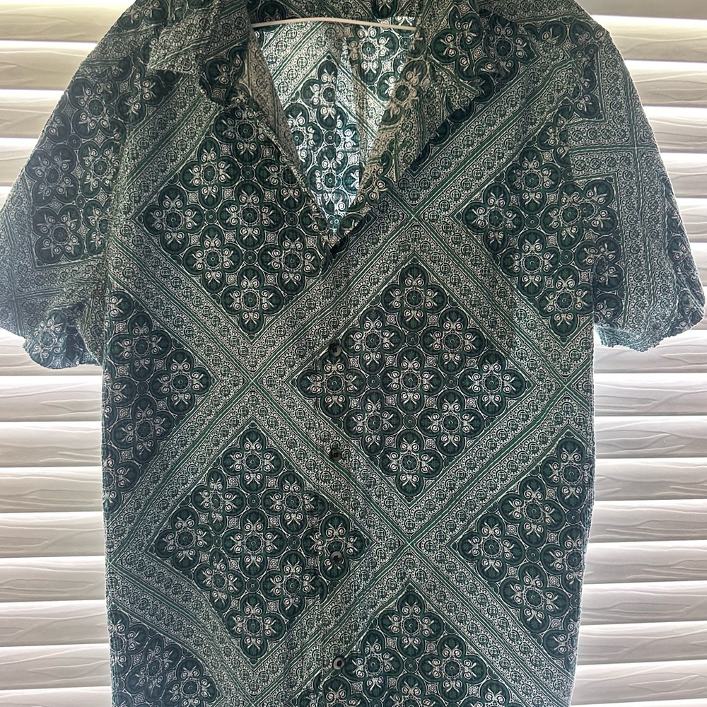 ROWM Green Patterned Men's Shirt